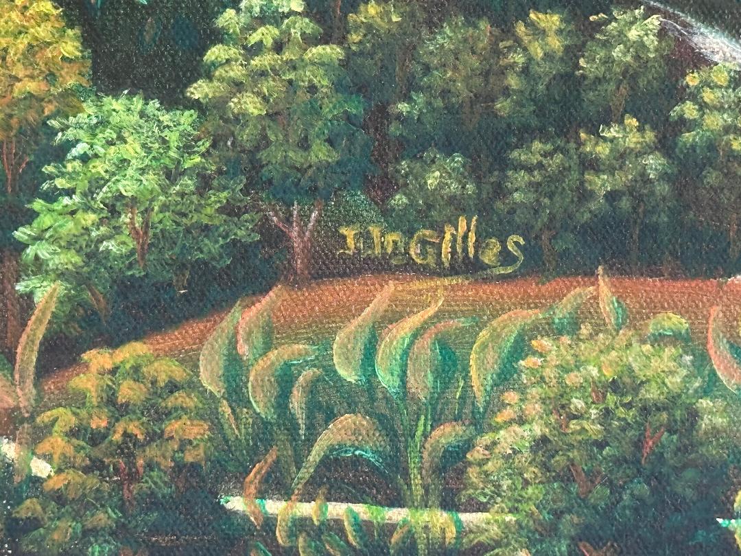 Joseph Jn-Gilles 16"x 20" River Valley Harvest c1970 Oil on Canvas Unframed Painting #1GBC