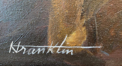 Kesnel Franklin 20"x24" Haitian Dice Game Scene c1979 Oil on Canvas Unframed Painting #1ML