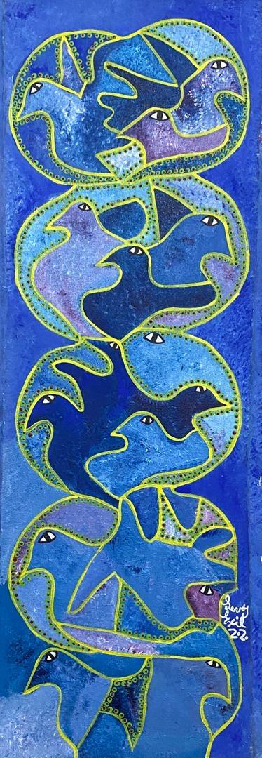 Levoy Exil 32"x20" Untwined Spirits 1992 Acrílico sobre lienzo #1PM