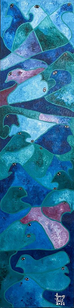 Levoy Exil 32"x20 » Esprits non tissés 1992 Acrylique sur toile #1PM