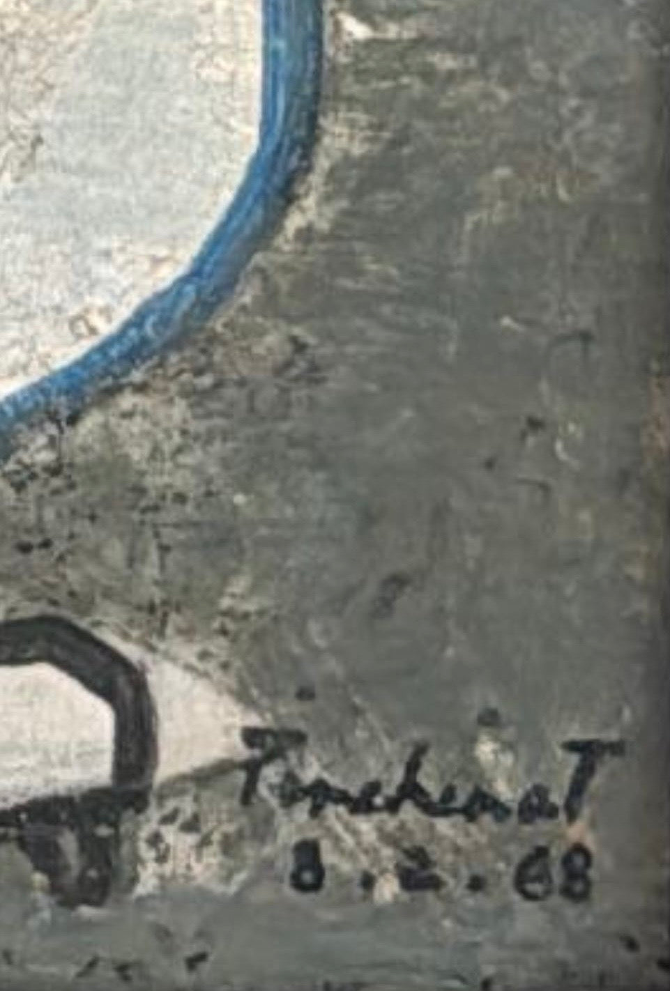 Max Pinchinat 36"x24" Abstract Composition 1968 Oil on Canvas Unframed Painting #1-3-96-GN-HA