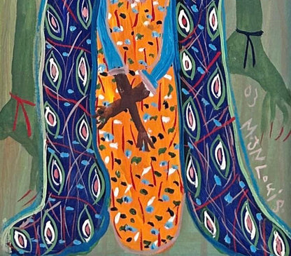 Maxan Jean Louis 40"x10" Hierarchical Spirits 2003 Acrylic on Canvas Painting #2AK