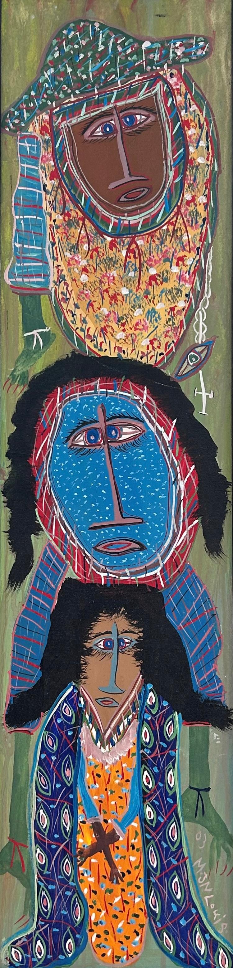 Maxan Jean louis 40"x10" Abstract  Acrylic Painting #2AK