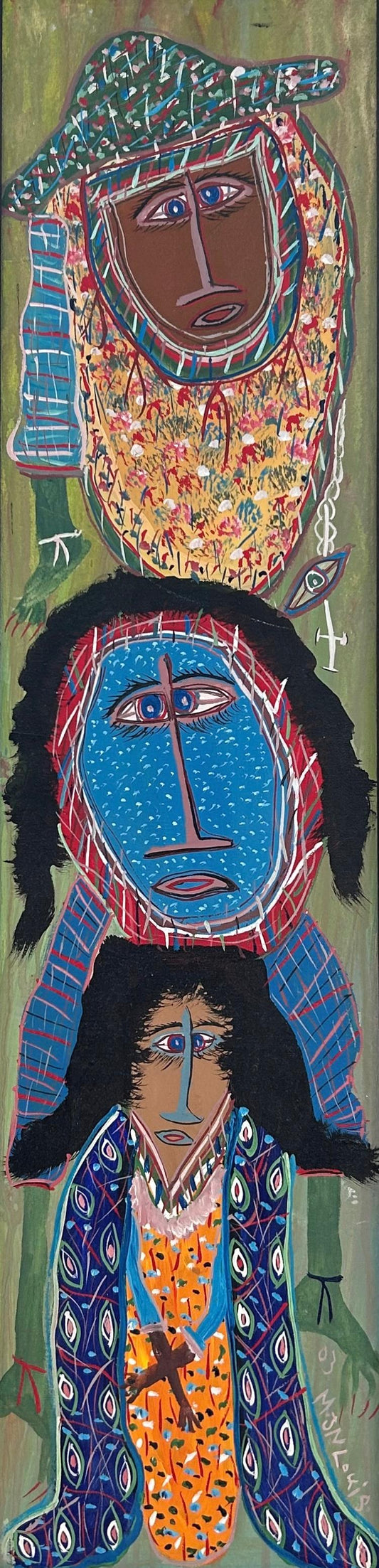Maxan Jean louis 40"x10" Abstract  Acrylic Painting #2AK
