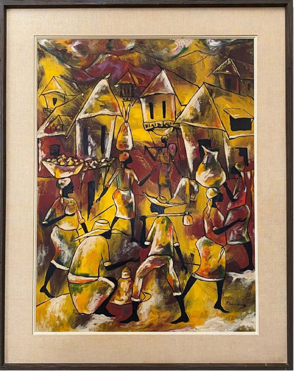 Paul Beauvoir (1932-1972) 30"x24" Casas Óleo sobre lienzo #1-2-95MIA