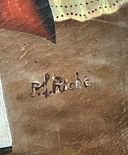 Pierre-Louis Riche 40"x 30" High-Ranked General  With His Family & Citadelle 1981 Oil on Canvas Unframed Painting #1PI