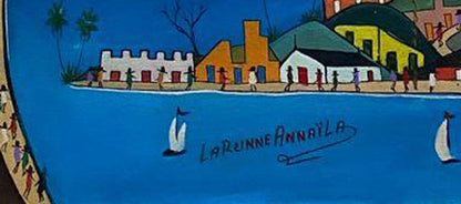 Prefete Duffaut (Haitian, 1923-2012) 36"x24" La Reinne Annalïa 1982 Oil on Canvas Unframed Painting #4JN-HA