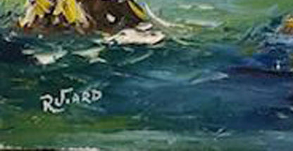Raoul Viard (1921-1984) 24" x18" Sailboats at Sea c.1970s Oil on Canvas Unframed Painting #4RS