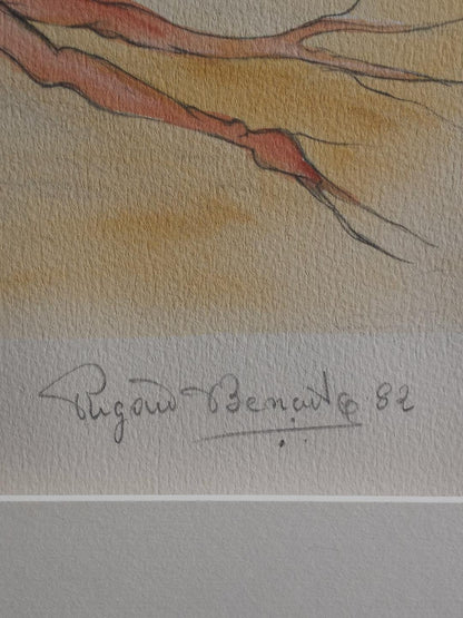 Rigaud Benoit (1911-1986) 32"x24" Reine Des Etoiles Serigrafía coloreada A/P bajo vidrio #1KH
