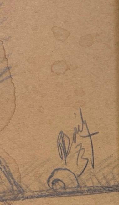 Roland Dorcely (1930-2017) 23"x17" Portrait 1973 Pencil On Paper Drawing Framed #5FDM