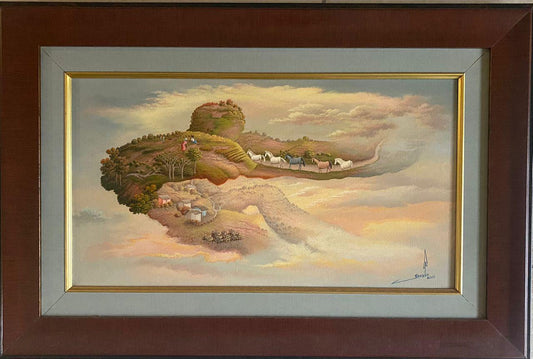Jean-Louis Senatus 11"x20" Cinco caballos en una isla 2018 Óleo sobre lienzo #1JN-HA