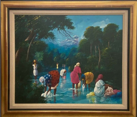 Simeon Michel 12"x16" En los campos 2005 Óleo sobre lienzo #2FC
