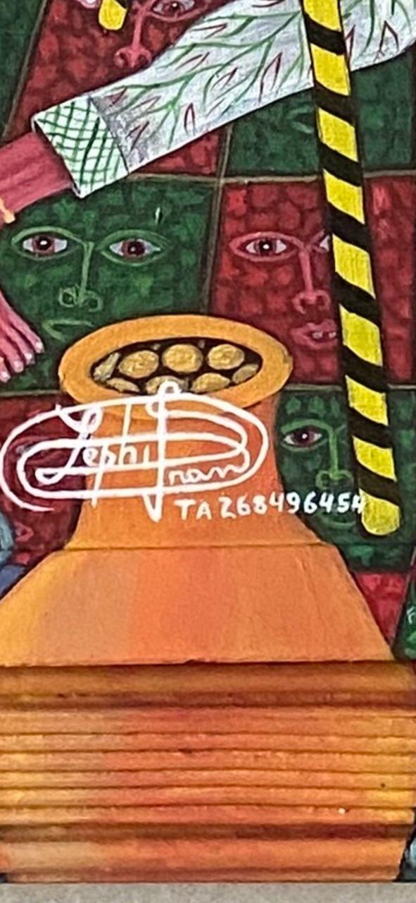 Frantz Zephirin  32.5"x25.5" Ceremony of Abundance 2026 Oil on Canvas Encrusted Hand-Painted Framed Painting #37JN-HA