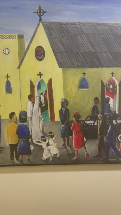 Wilson Bigaud (1931-2010) 24"x24" Boda 1970 Grado A Óleo sobre tabla#4-2-95MFN