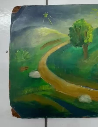 Wilson Bigaud (Haitian, 1931-2010) 5.50"x19" Exile in Egypt 1972 Oil on Board Unframed Painting #45-3-96GSN-Fondation Marie & Georges S. Nader