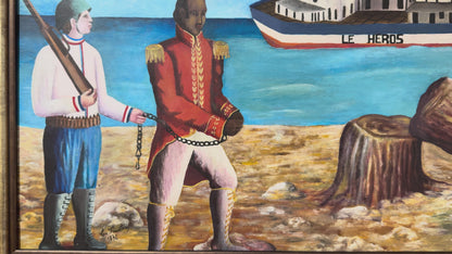Célestin Faustin (Haïtien, 1948-1981) 24"x48" Hanté par Erzulie 1974 Peinture à l'huile sur carton #1MFN