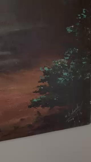 Etzer Charles (1945-2021) 36"x24" Nuit romantique 1976 Huile sur toile #4-2-95GSN-NY
