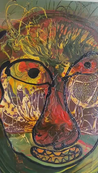 Franck Etienne- Franketienne 40"x30" Visage Cosmique 2009 Acrylic on Canvas Unframed Painting #3JN-HA