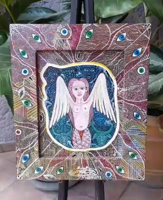Frantz Zephrin 11 1/2" x 13 1/2" Flying Spirits Huile à bord avec bordures peintes #J60-HA
