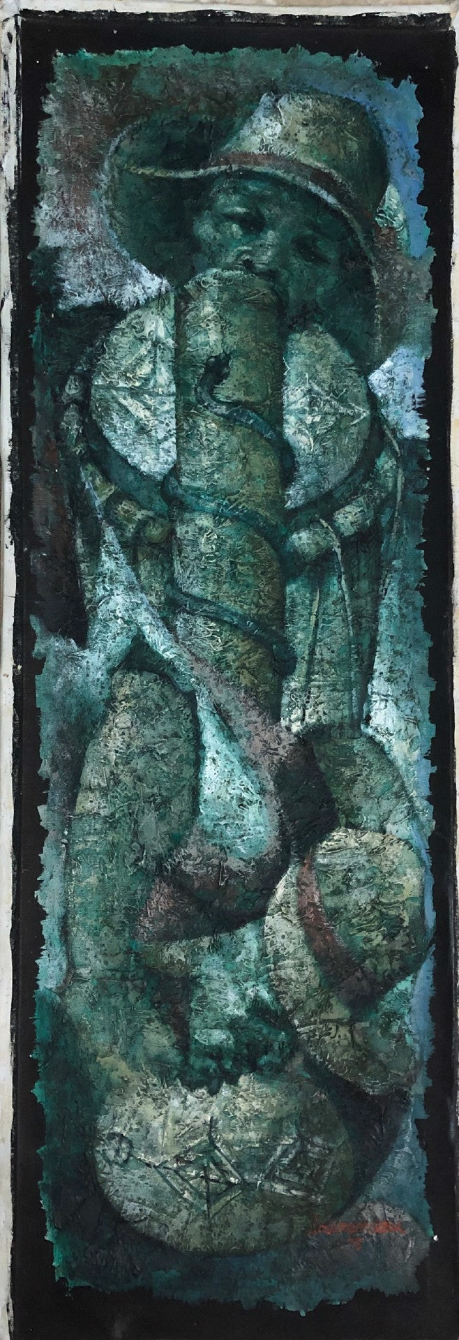 Lyonel Laurenceau (Haitiano, n. 1942) "Rara" 1975 Acrílico sobre lienzo 44"h X 15"w #68-3-96GSN-NY