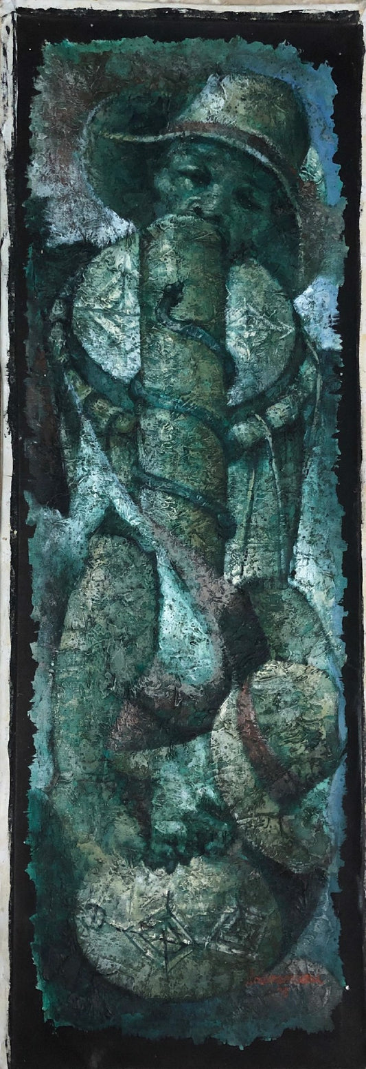 Lyonel Laurenceau (Haitiano, n. 1942) "Rara" 1975 Acrílico sobre lienzo 44"h X 15"w #68-3-96GSN-NY
