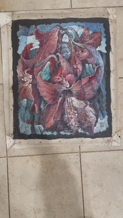 Lyonel Laurenceau (Haitiano, n. 1942) "Aparición" 1996 Pintura acrílica sobre lienzo sin marco 20"h X 16"w #14-3-96GSN-NY