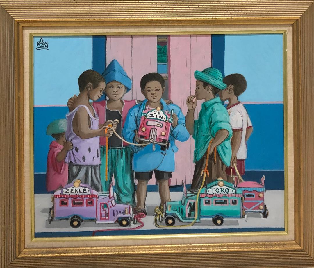 Alix Roy (1930-2010) 16"x20" Zekle & Roro Acrílico sobre lienzo Enmarcado #2FC
