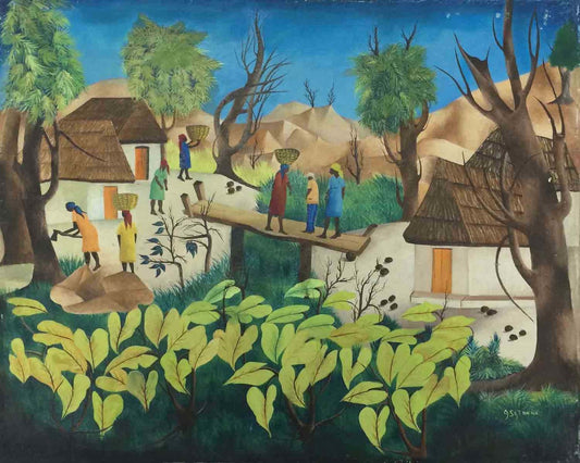 Andre Saturne (1923-1983) 20"x24" Día ajetreado c1970's Oil #3-3-96GSN-HA