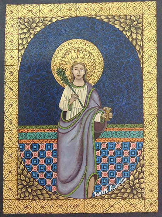 Joseph Augustin 16"x12" La Virgen María Óleo sobre Masonite #1321GN-HA