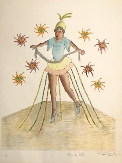 Rigaud Benoit (1911-1986) 32"x24" Reine Des Etoiles Serigrafía coloreada A/P bajo vidrio #1KH