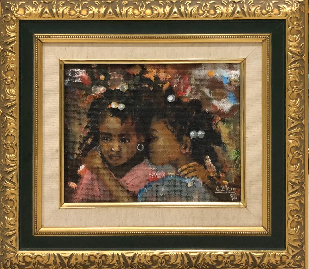 Carel Blain 8"x10" Tripotage 1998 Acrílico sobre tablero duro Enmarcado #1FC