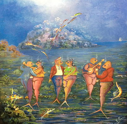 Andre Blaise 16"x16" La Danza Óleo a Bordo #1401GN-HA