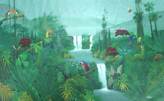 Albott Bonhomme 48"x72" Escena verde Acrílico sobre lienzo #J184HA