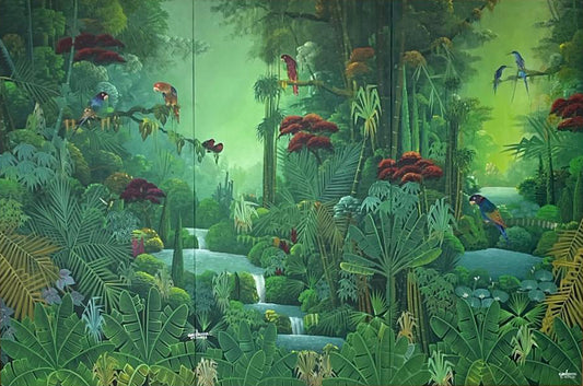 Albott Bonhomme 48"x72" (Tríptico) Birds & Cascades Acrílico sobre lienzo #1GN-HA- Precio a consultar