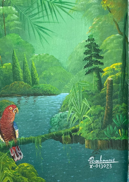 Albott Bonhomme 12"x16" Two Birds on Branches 2023 Acrylic on Canvas Painting #39MFN