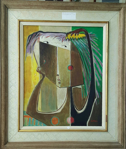 Angel Botello (1913-1986) 30"x24" El estudio Óleo sobre masonita Enmarcado#1-3-96GSN-NY