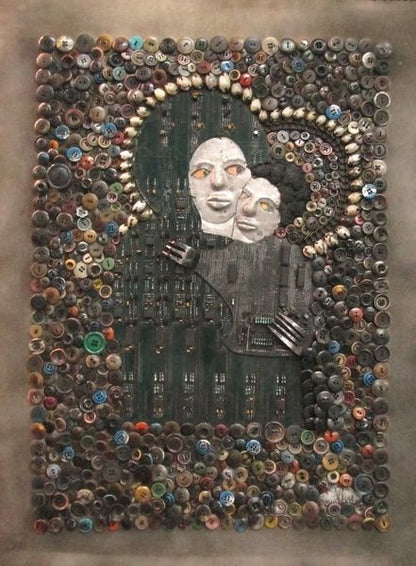 David Boyer 24"x20" Erzulie & Her Child 2017 Niño Técnica mixta sobre lienzo #2JH-HA