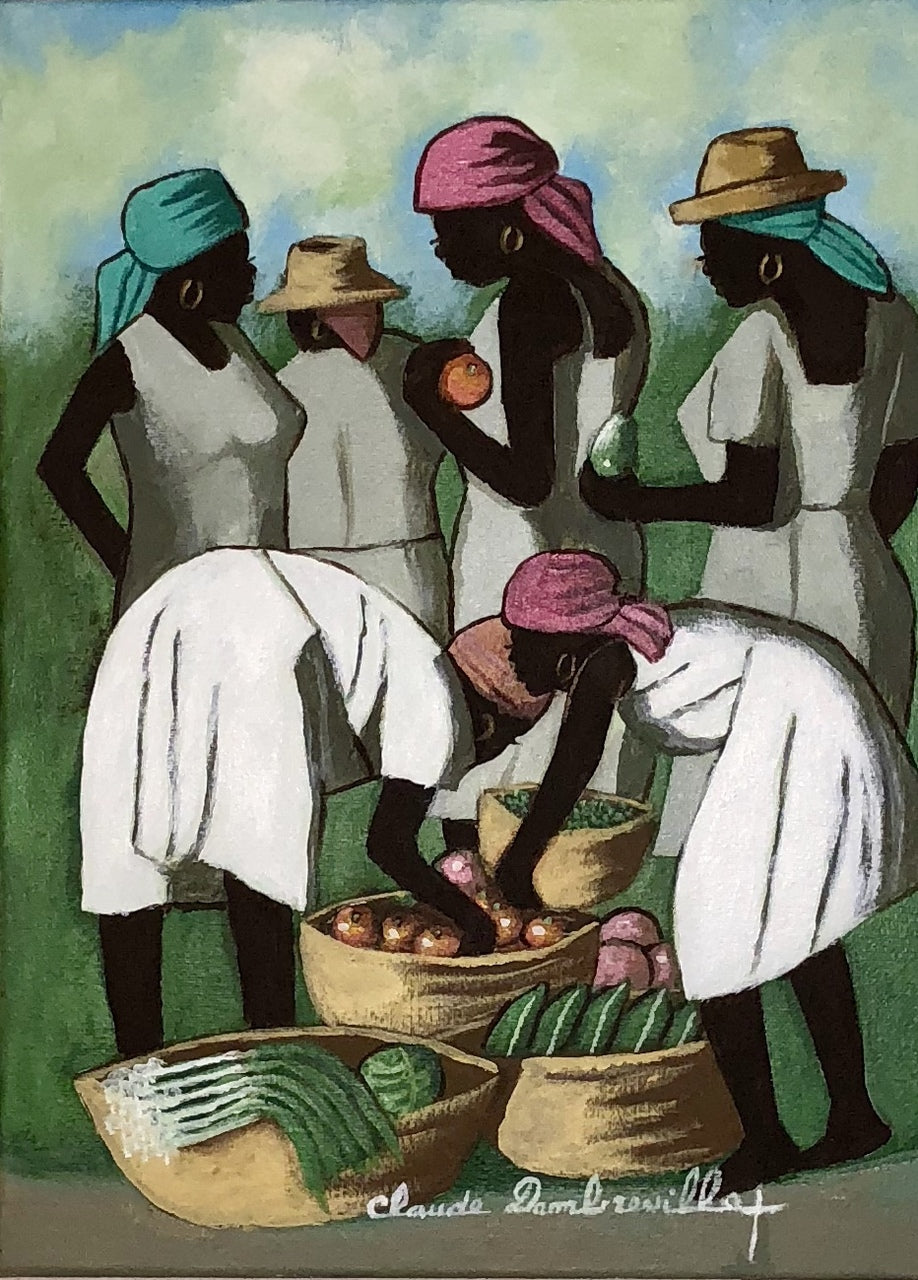 Claude Dambreville 16"x12" Good Market Day 2018 Acrílico sobre lienzo #12MFN