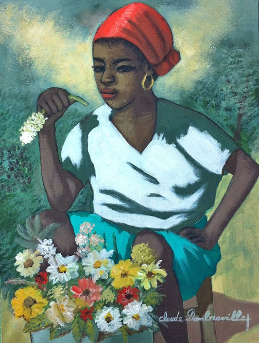 Claude Dambreville 16"x12" El florista" Acrílico sobre lienzo #10-12-12MFN