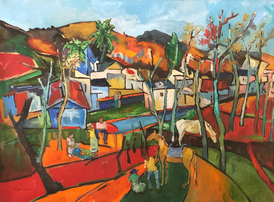 Georges Desarmes 36"x48" El Pueblo Óleo sobre Lienzo #2MFN