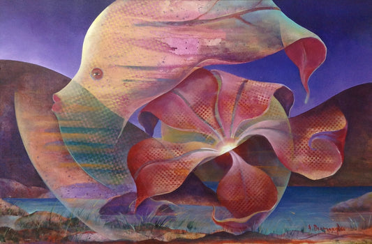 Albert Desmangles 24"x36" Máscara Acrílico sobre Lienzo #9516GN-HA