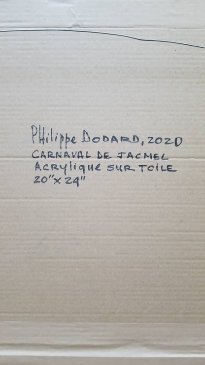 Philippe Dodard 20"x24" Carnaval de Jacmel/ Carnaval en Jacmel 2020 Acrílico sobre lienzo #1JN-HA