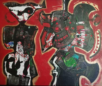Philippe Dodard 20"x24" Carnaval de Jacmel/ Carnaval en Jacmel 2020 Acrílico sobre lienzo #1JN-HA