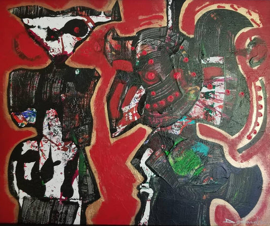 Philippe Dodard 20"x24" Carnaval de Jacmel/ Carnaval en Jacmel 2020 Acrílico sobre lienzo #1JN-HA