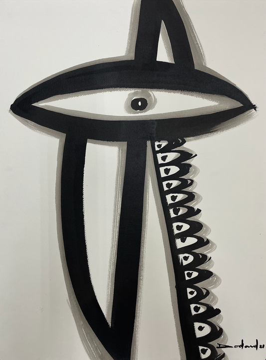 Philippe Dodard 24"x18" El mal de ojo 2021 Tinta y acrílico sobre papel Arches 2104GN-HA