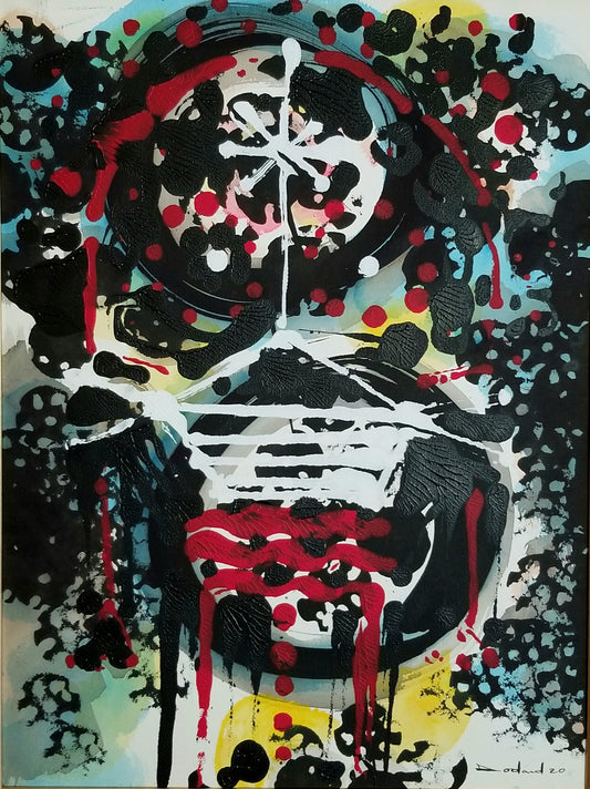 Philippe Dodard 24"x18" TEMPS DE CONFINEMENT II, 2020 Tinta y acrílico sobre papel Arches #7JN-HA