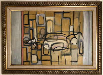 Roland Dorcely (1930-2017) Huile abstraite sur carton 16"x24" Cadre 21,5"x29,5"#1NT