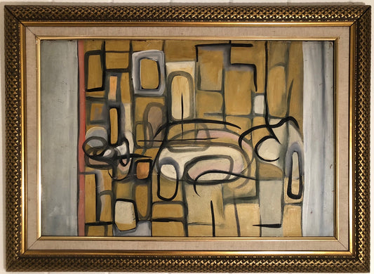 Roland Dorcely (1930-2017) 16"x24" Cuadro abstracto al óleo sobre tabla 21.5"x29.5"#1NT