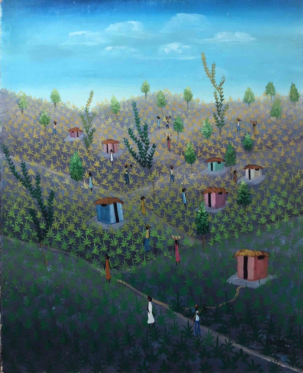 AIDA consiguió 20 "x16" Escena rural c1980 Óleo sobre lienzo # 5-2-95MFN