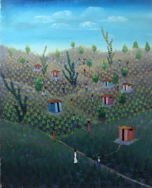 AIDA consiguió 20 "x16" Escena rural c1980 Óleo sobre lienzo # 5-2-95MFN